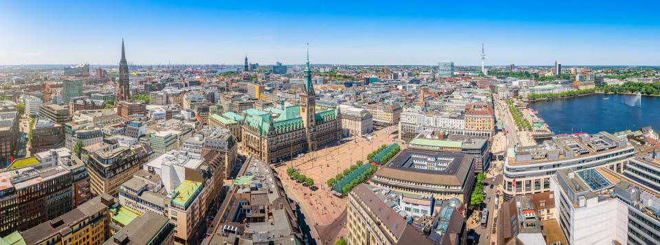 beautiful panorama view of a german city